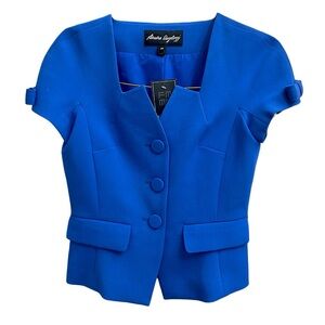 Sandra Angelozzi Cobalt Blue Structured Short Sleeve Blazer | Size 34